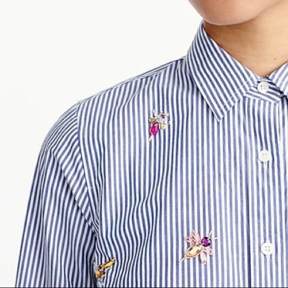 🚫SOLD🚫 NWT J. Crew Perfect Blue Striped Shirt - Picture 4 of 8